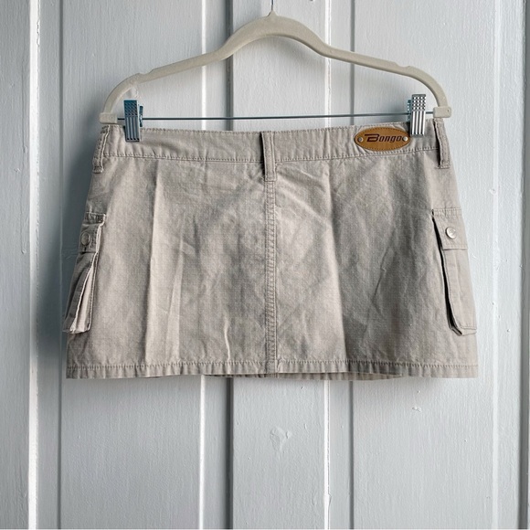 Vintage 90s/Y2K Bongo Micro Mini Khaki Cargo Skirt 100% Cotton - Picture 3 of 6